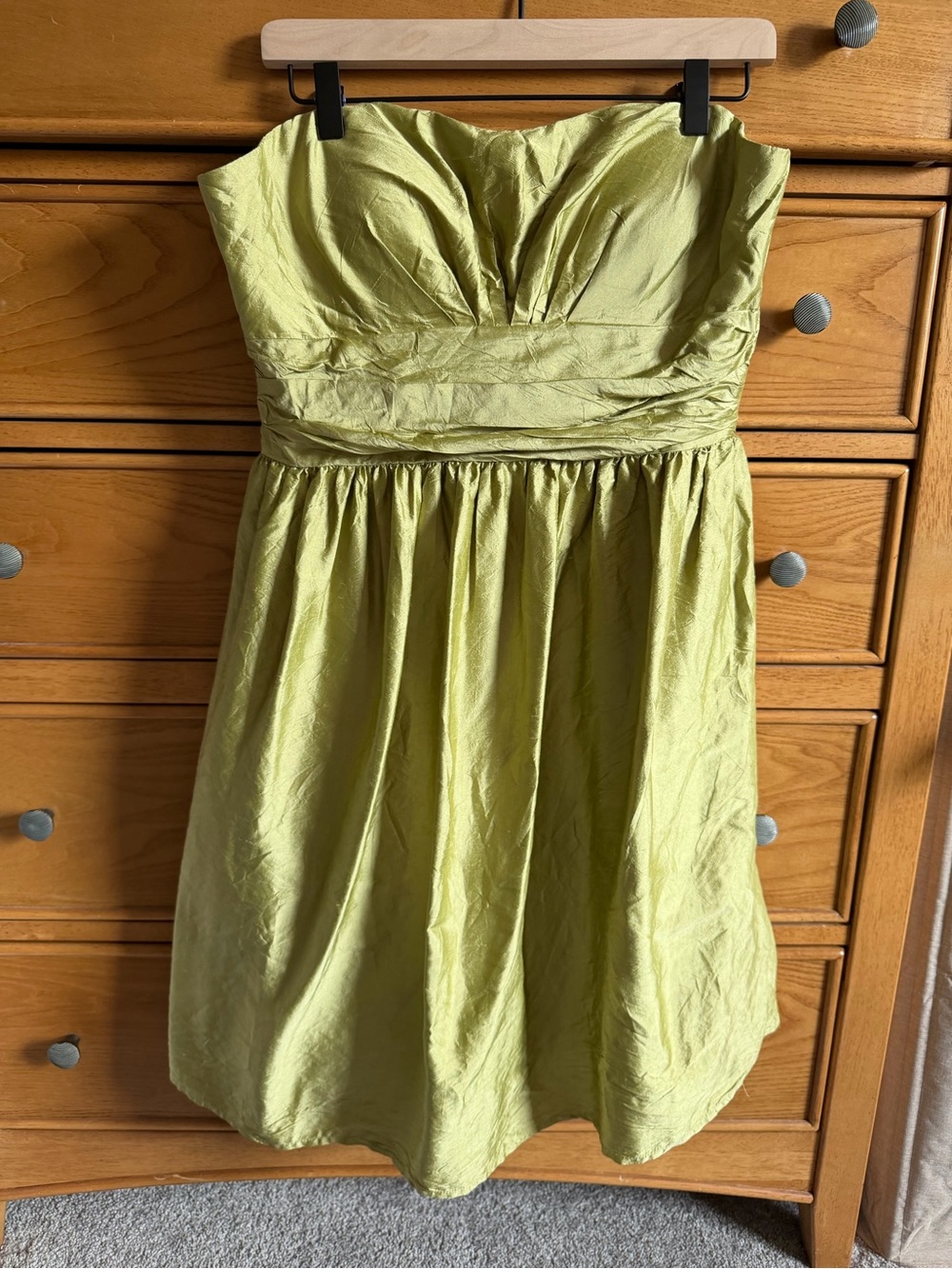 Eliza J Mini Strapless Sage Green 100% Silk Dress Womens Size 14 Party Formal